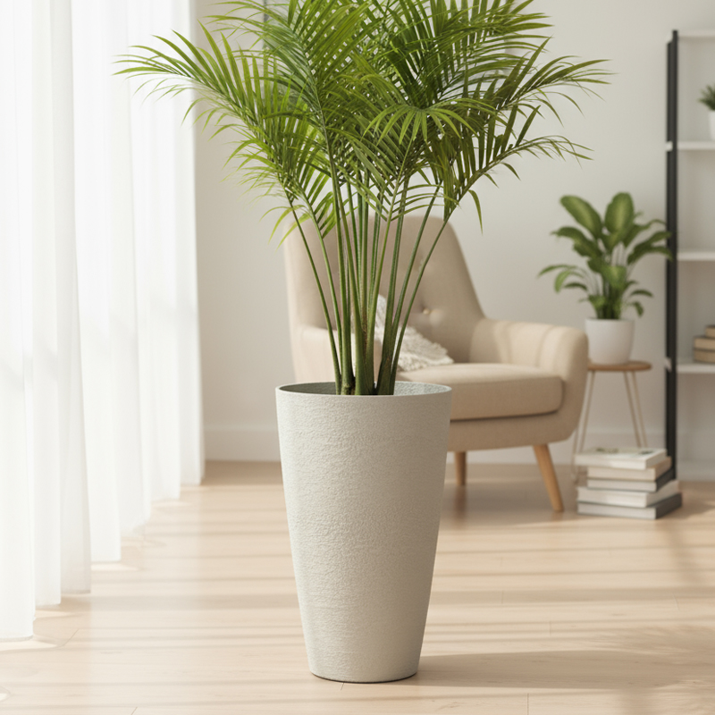 Maceta redonda sustancial similar al yeso