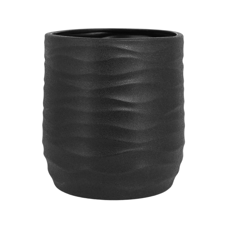 Maceta decorativa de pie en forma de onda