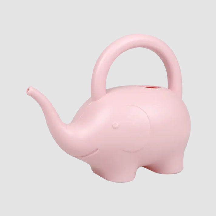 Esquinas de plantas creativas con una regadera de elefante pequeño